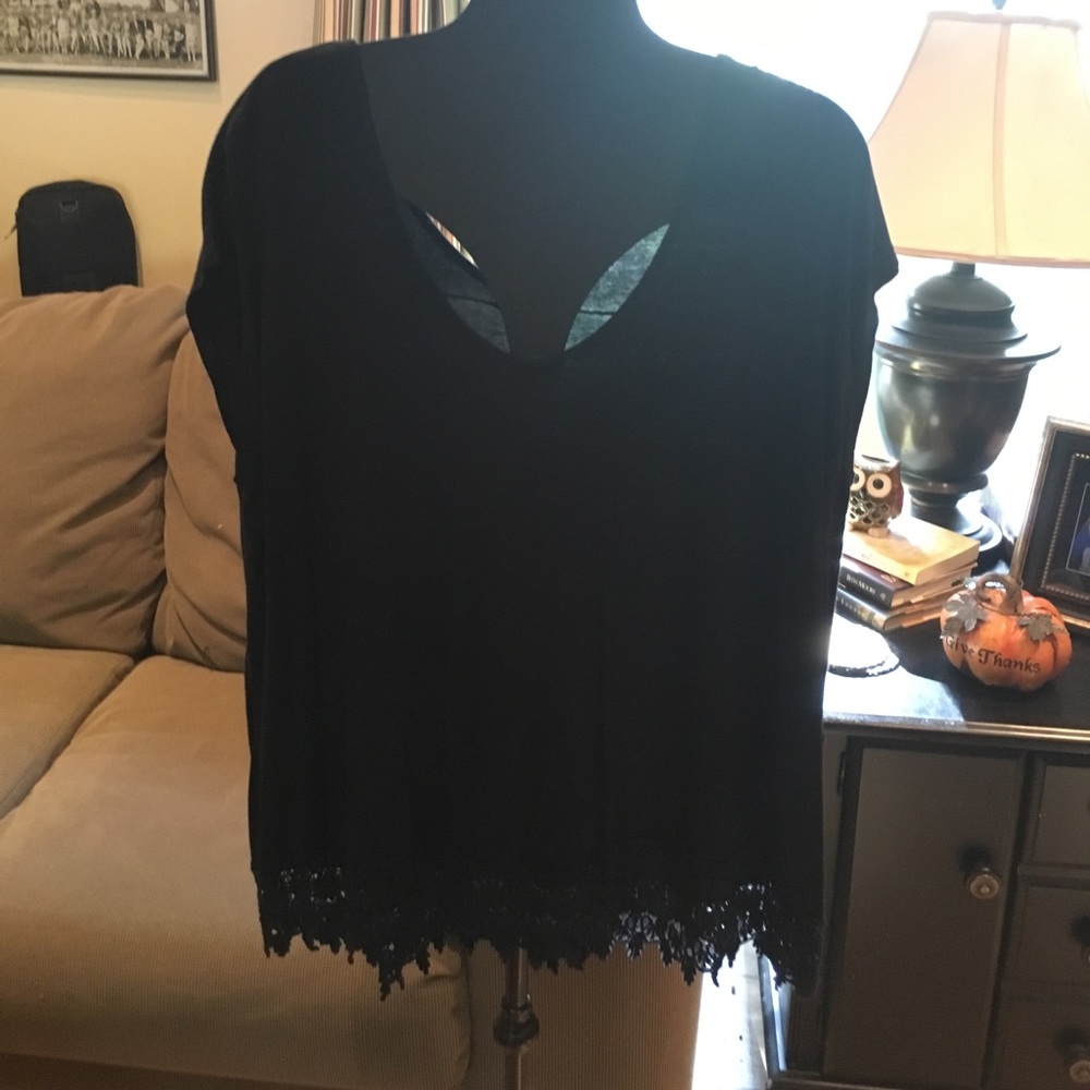 V-Neck Top with Lace Detail