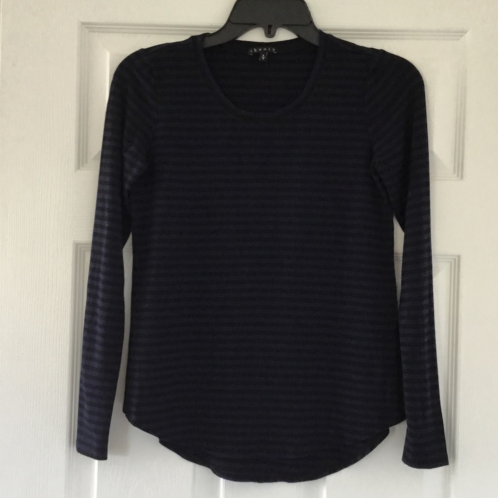Theory - Black & Navy Stripe Long Sleeve