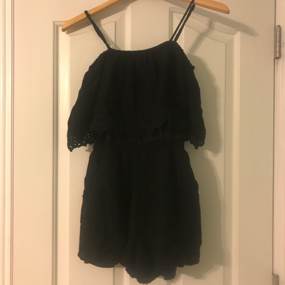 Very J Off the Shoulder Romper Black Large L - Picture 2 of 5