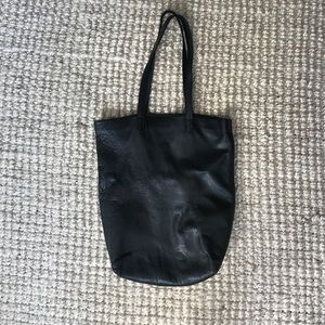 BAGGU Leather Basic Tote Saddle Bag