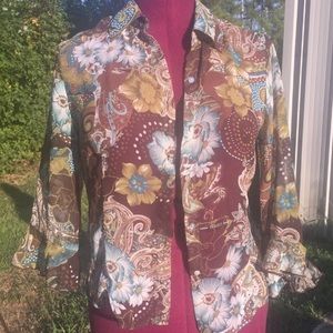 Brown Nicola Blouse Sheer Sz S