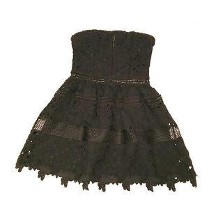 Strapless black cocktail dress