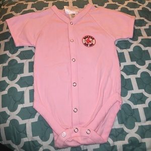 Adorable pink snap up Boston Red Sox onesie