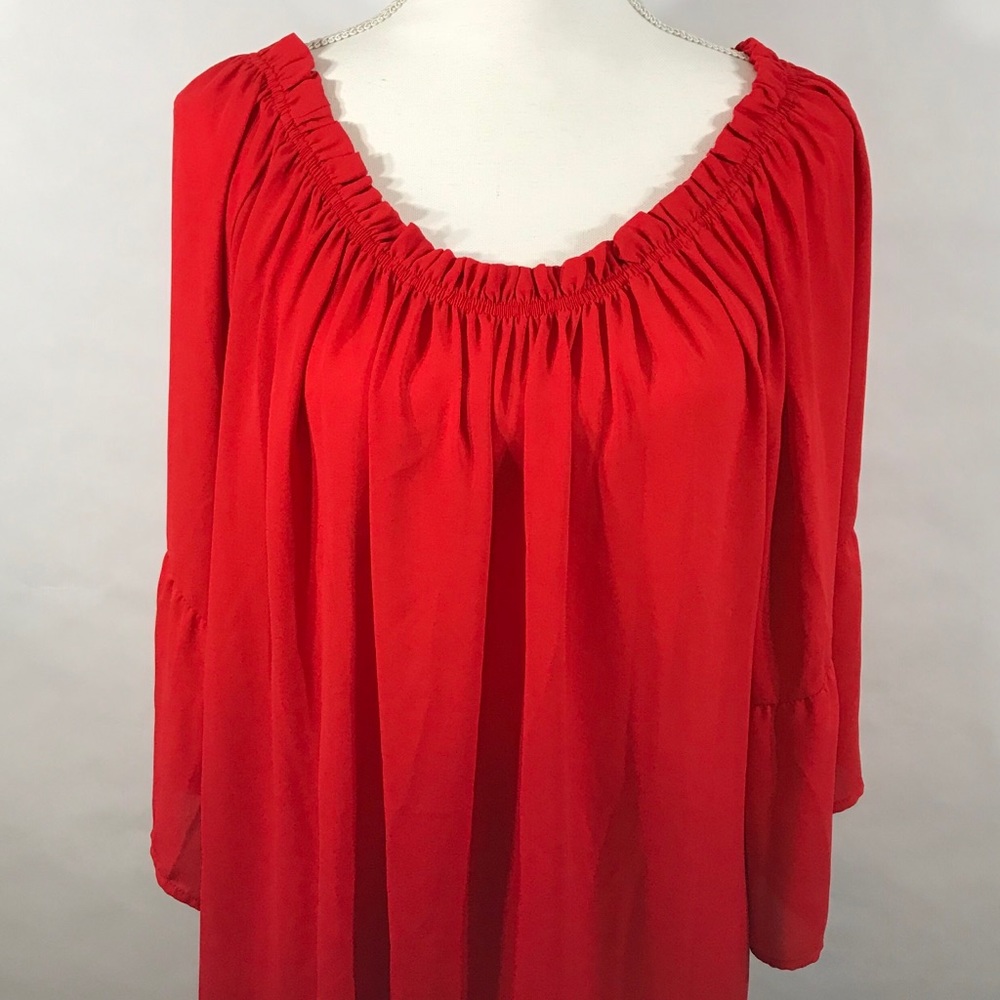 Violet + Claire Blouse Size Bell Sleeve Sheer Top