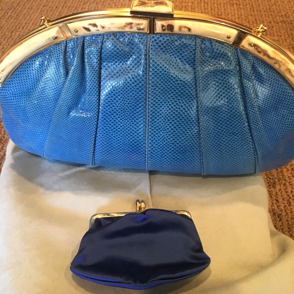 JUDITH LEIBER VINTAGE BLUE SNAKESKIN BAG