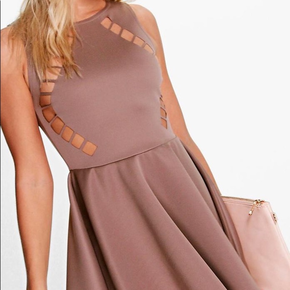Boohoo Laser Cut Skater Dress