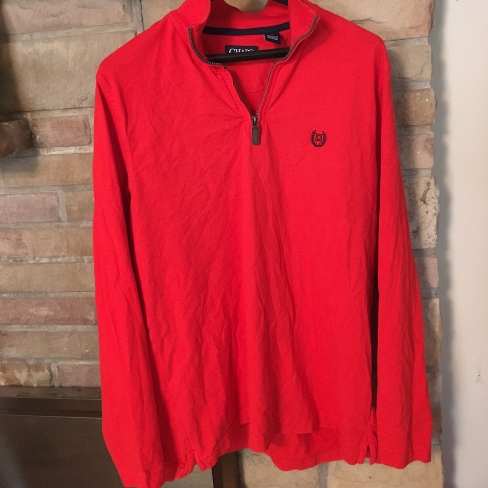 Chaps 100% cotton vibrant red quarter zip
