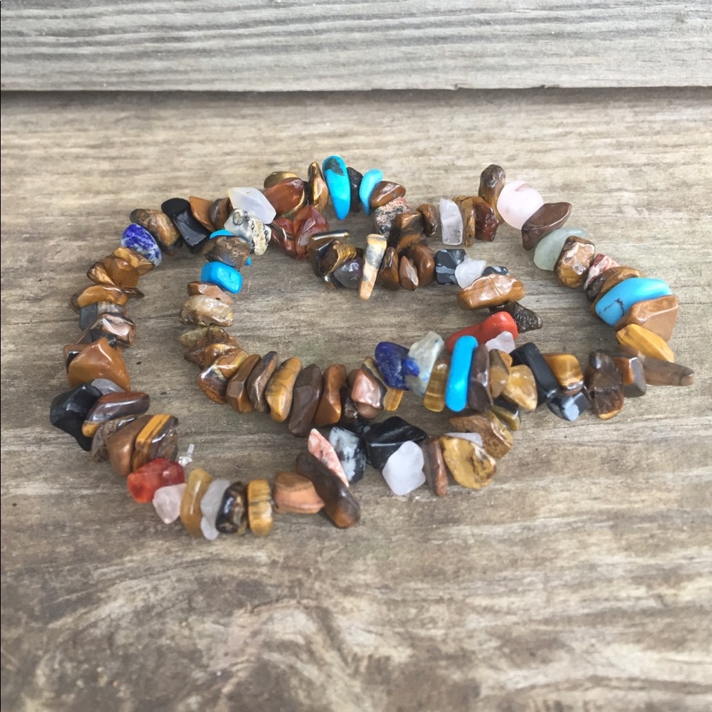 2 Handmade gemstone chip bracelet