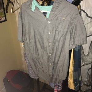 Modern Amusement gray short sleeve button down