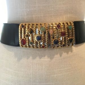 JUDITH LEIBER VINTAGE WIDE BELT WITH STONE BUCKLE