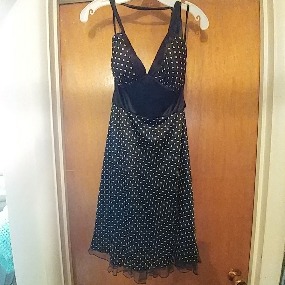 Black with white polka dot halter dress