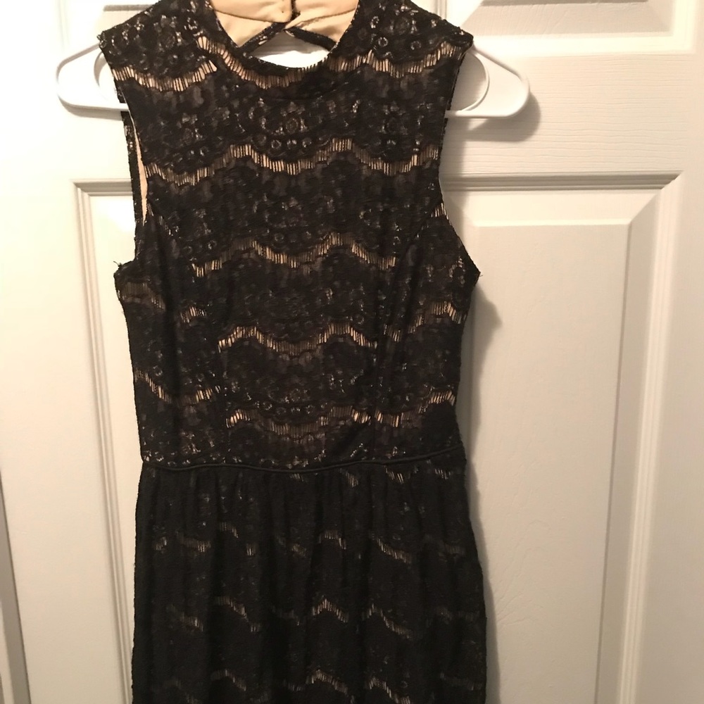 All Lace Black & Nude DressKeyhole back.