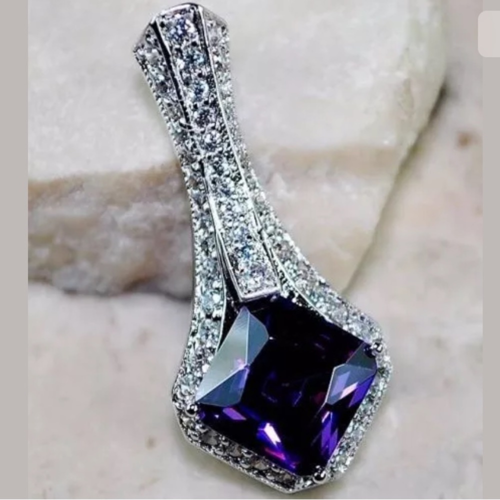 3CT Amethyst & White Topaz Sterling Silver Pendant