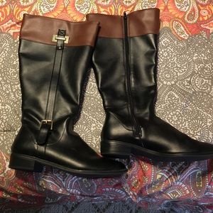Wide calf two toned riding boots