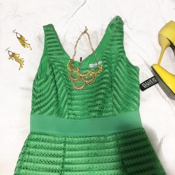 Striped-Mesh Flare Dress - Picture 2 of 2