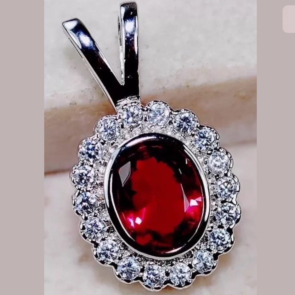 2ct Ruby and white topaz Sterling silver pendant