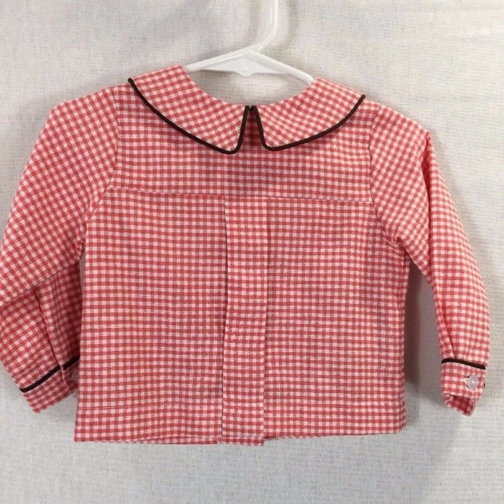 Kellys Kids Red Check Peter Pan Collar Top 12 Mo