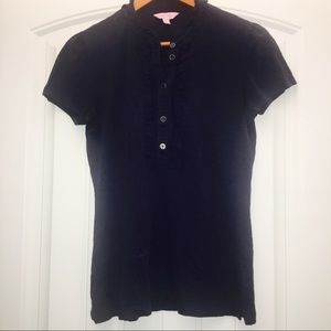 Lilly Pulitzer Krista Navy Ruffled Shirt Size M