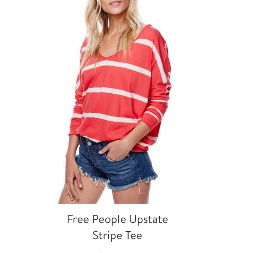 NWT Free People Upstate Striped Sweater Top in red