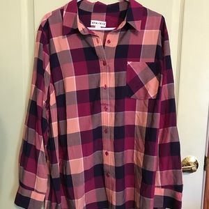 BNWOT Pink Plaid Camper Shirt, Ava & Viv 2X