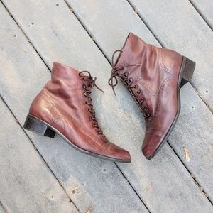 Vintage Brown Leather Lace Up Ankle Boots Vintage Brown Leather Lace Up Ankle Boots