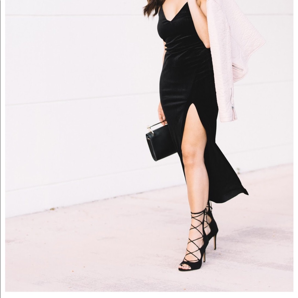 Vince Camuto black suede tie up heels