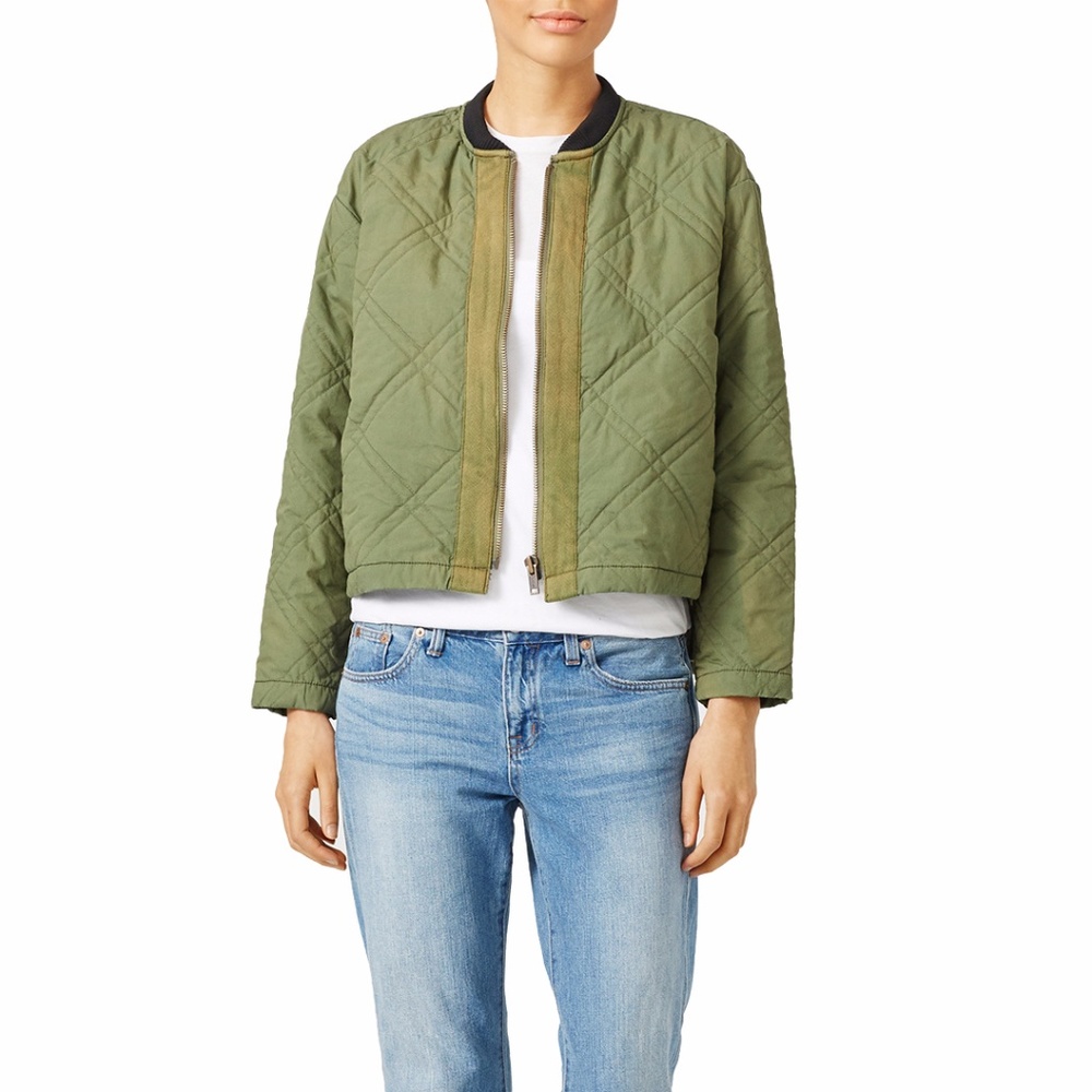 BNWT Free People Green Quilted Bomber Jacket
