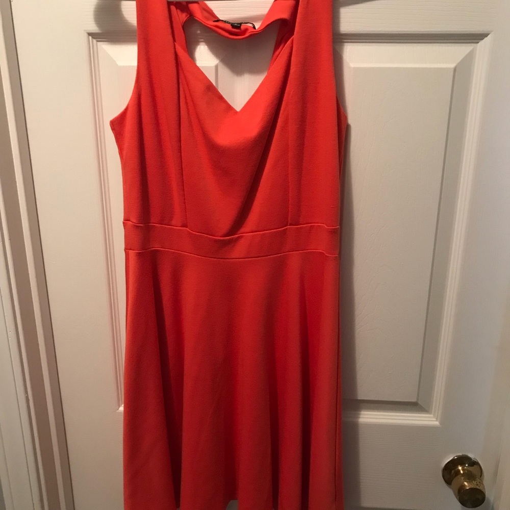 Coral Dress with Heart Key Hole Back