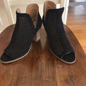 Open toe bootie heels