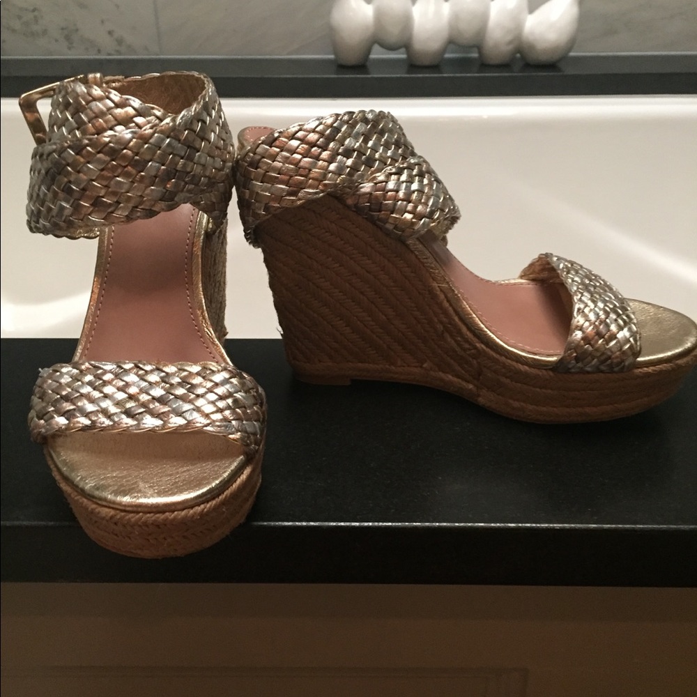 Saks Fifth Avenue Gold Wedges