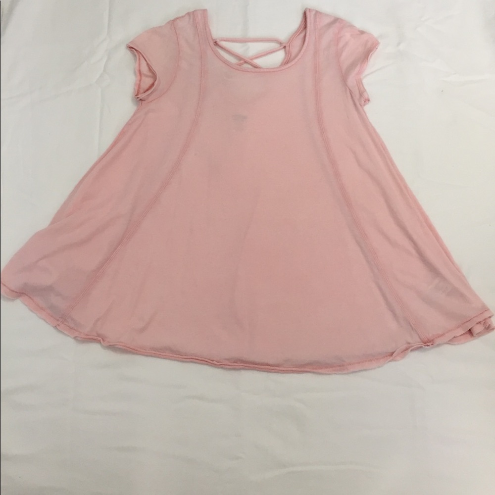 Pink flowy shirt with lace up back