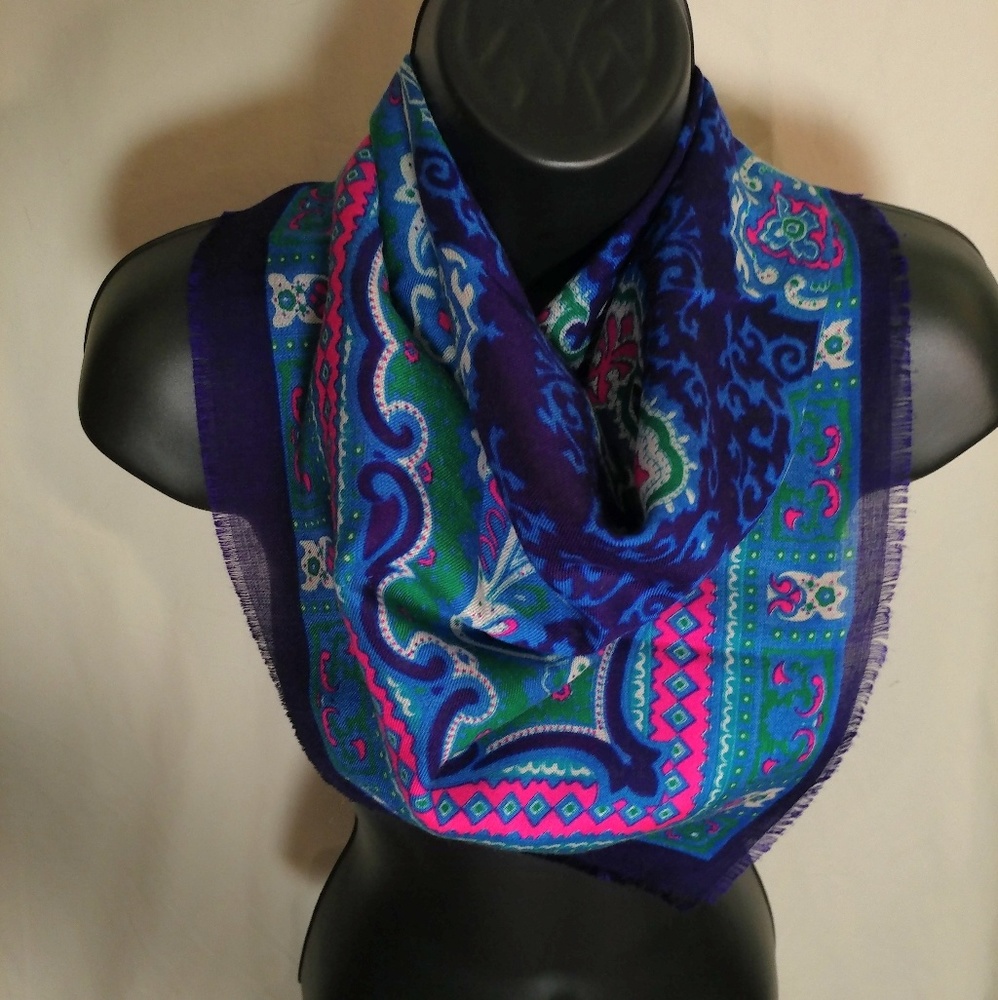 Vintage Glentex Acrylic Paisley Scarf