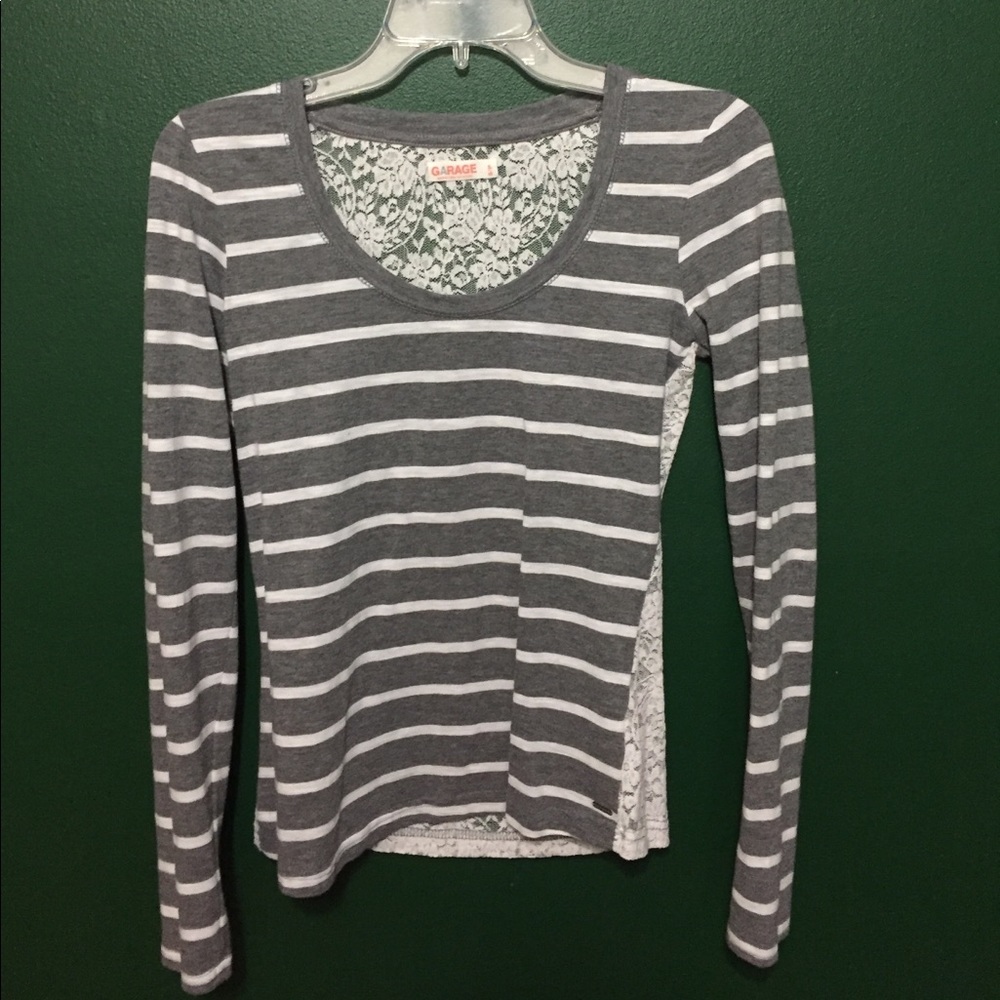 Gray and white striped blouse