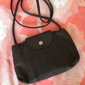Longchamp | Le Pliage Cuir Crossbody Brown Leather