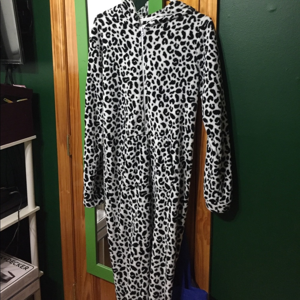 Black and white leopard print onesie