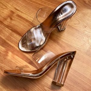 Clear pvc chunky heels