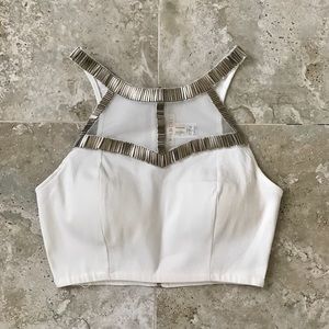 NWOT metallic detailed crop top