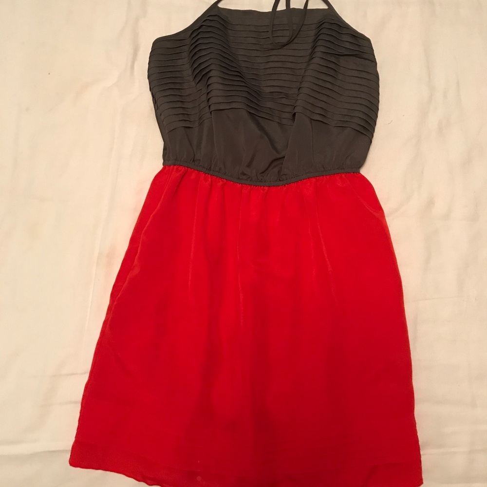 Halter grey and red/orange dress