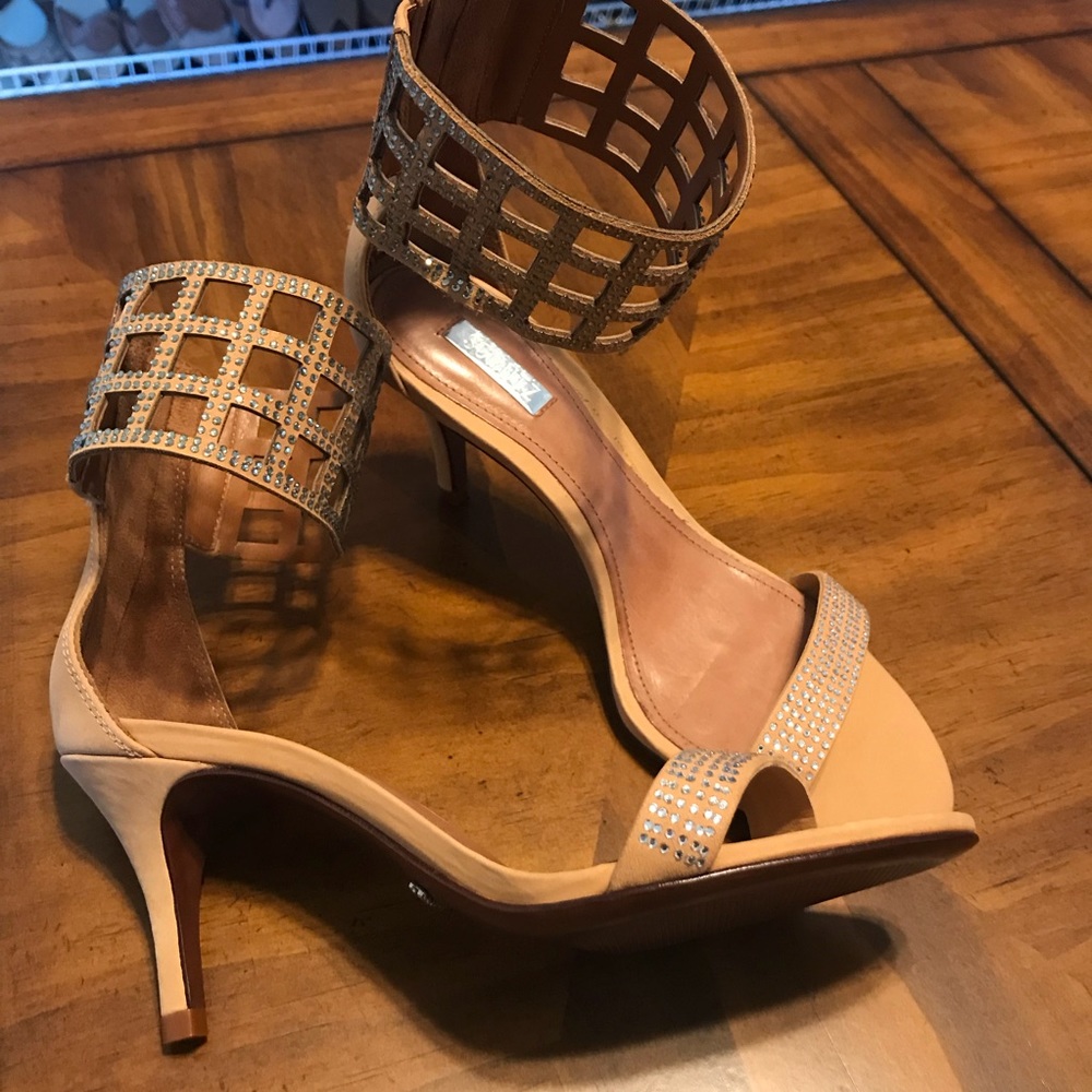 Schutz Crystal-Embellished Suede Sandals ❤️