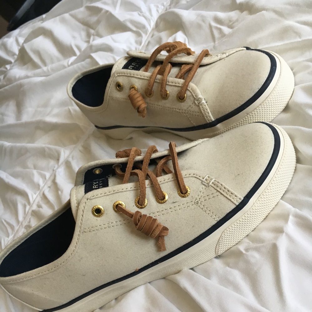 Cream Sperry Slip On Sneakers (never worn!!)