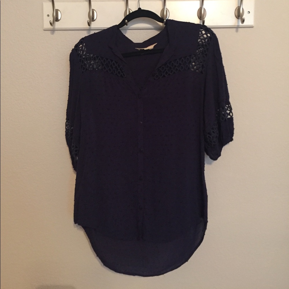 Anthropologie navy blouse