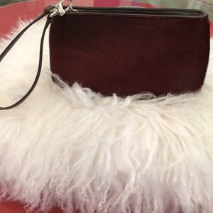 Cole Haan red fur wristlet in great condition