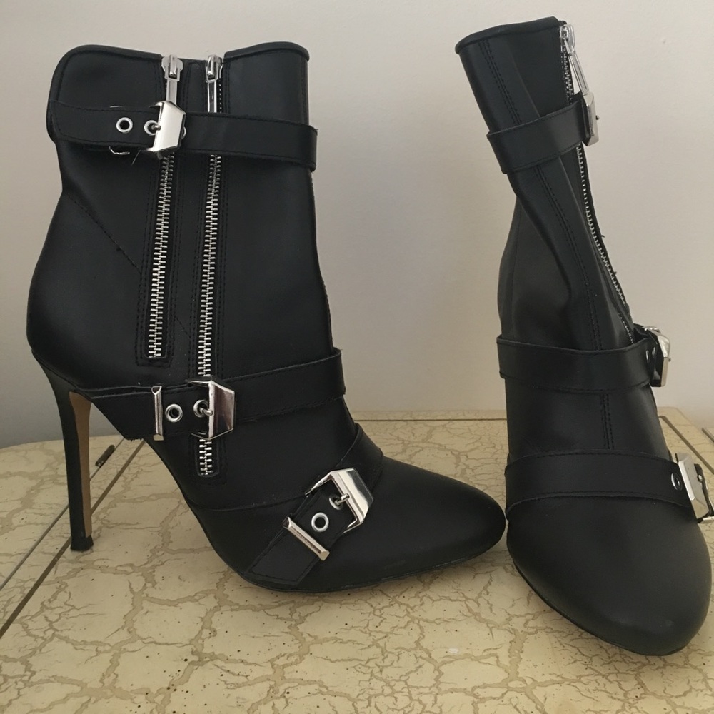 Moto-inspired leather boots. *brand new*