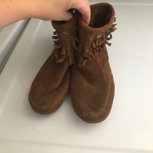 Minnetonka double fringe ankle boot