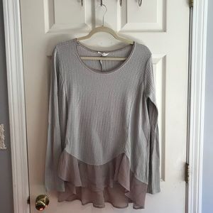Sun & Shadow Chiffon Hem Tee