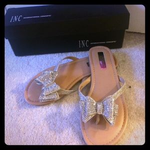 I.N.C. Rhinestone Sparkly Bow Sandals!