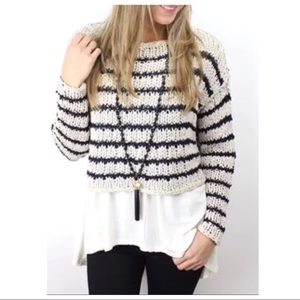 FREE PEOPLE OVER EASY STRIPE SWEATER