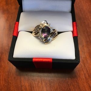 Diamond mystic topaz ring