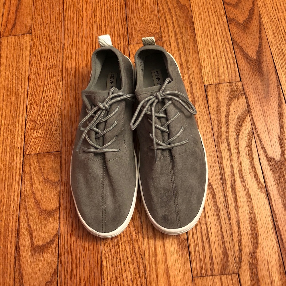 Gray suede Steve Madden sneakers