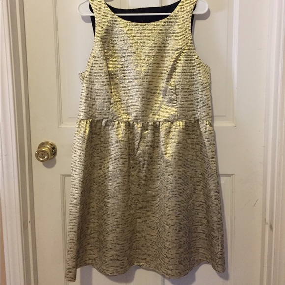 Kensie Cutout Metallic Gold and Black Dress - Picture 2 of 5